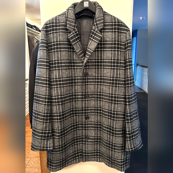 ✨NWOT SAKS FIFTH AVENUE✨ Wool Blend Sport Coat - US 3XL, Grey Plaid - Picture 1 of 6